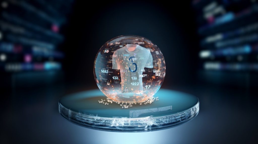 A science fiction-inspired scene with a transparent orb showcasing a human outline and data overlays, evoking themes of connectivity and the digital age.